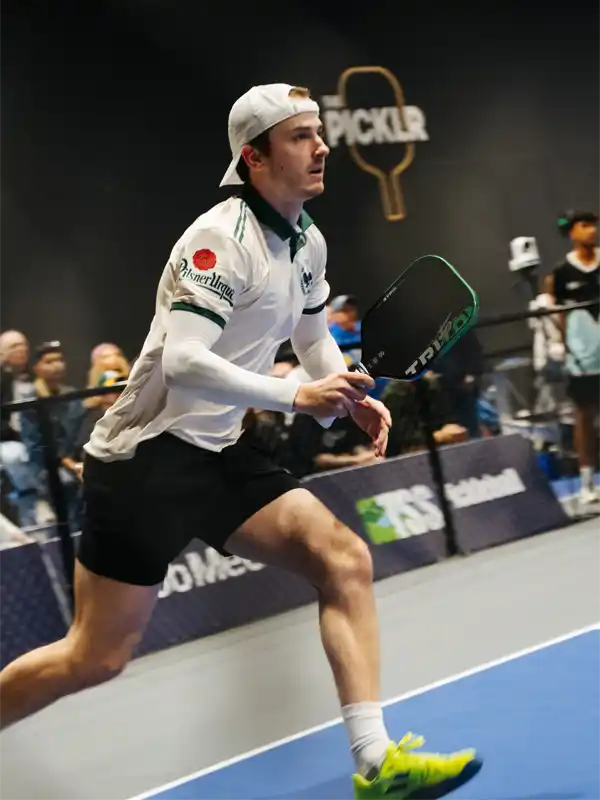 Michael Rizzo of Toronto United hits a forehand during a CNPL pickleball match