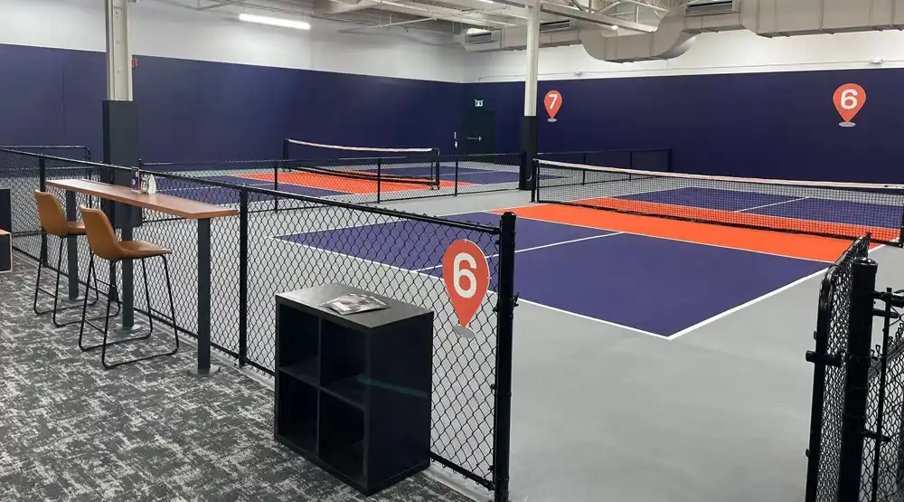 High-quality pickleball courts at the Pickleplex franchise in Barrie, Ontario, showcasing a premier facility for enthusiasts