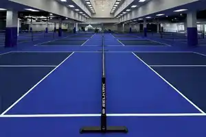 High-performance indoor pickleball courts at Rally at Sherwood, Etobicoke, built by TSS Pickleball for competitive-level play..