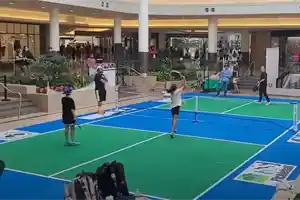 Kids playing at Demo Pickleball Court, Sherway Mall, Etobicoke