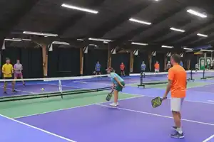 TSS Pickleball delivered 8 rollout courts for SooCurlers Club, creating tournament quality indoor courts that players can set up and remove easily.