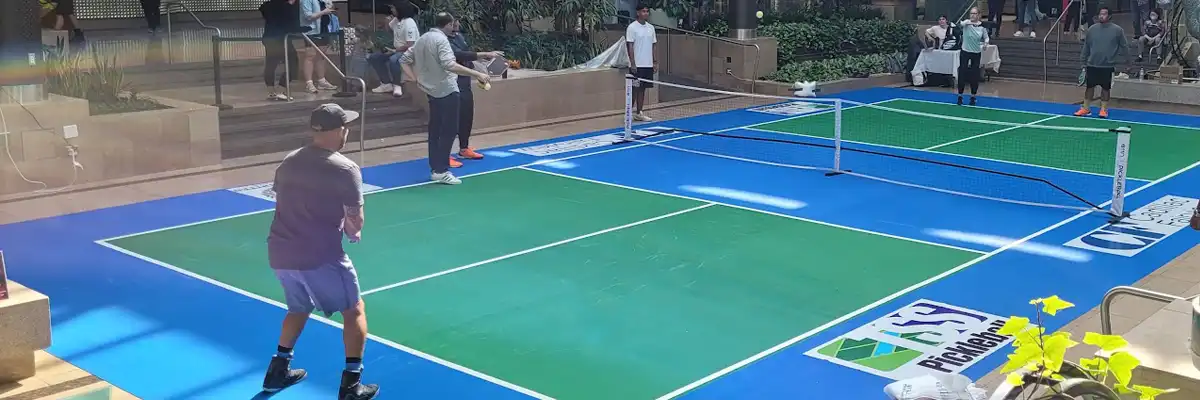 Temporary promo pickleball court installed in Sherway Mall, Etobicoke 