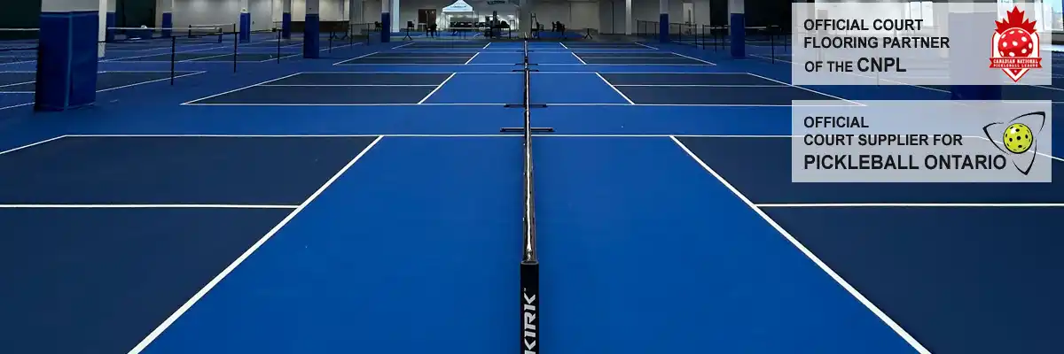 Professional pickleball court flooring in Ontario installed by TSS, the official partner of the Canadian National Pickleball League and Pickleball Ontario.